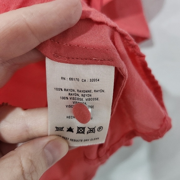 Maeve Women's Flutter Sleeve Top Size XS Coral Button High Low Hem Girlhoodcore - Picture 6 of 7